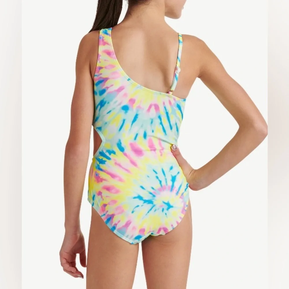 Justice Girls' UPF 50+ Cutout Cross Shoulder One Piece Swimsuit Size 5-6